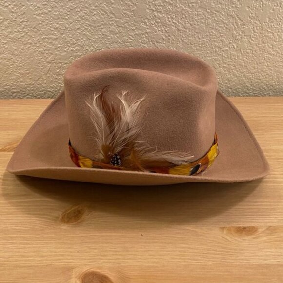 Vintage wool felt Sanger Harris women's cowboy hat with feather trim - Picture 1 of 12